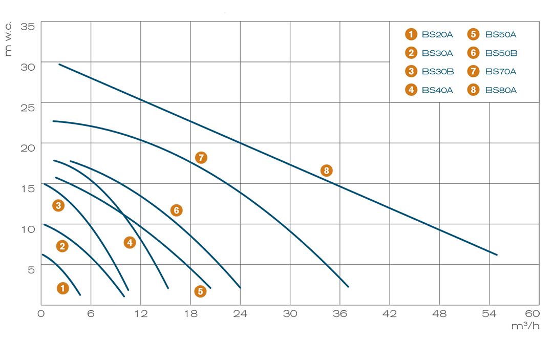 Pump performance curves - BS chemical pumps